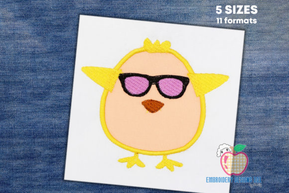 A Cute Chick with Glasses Applique