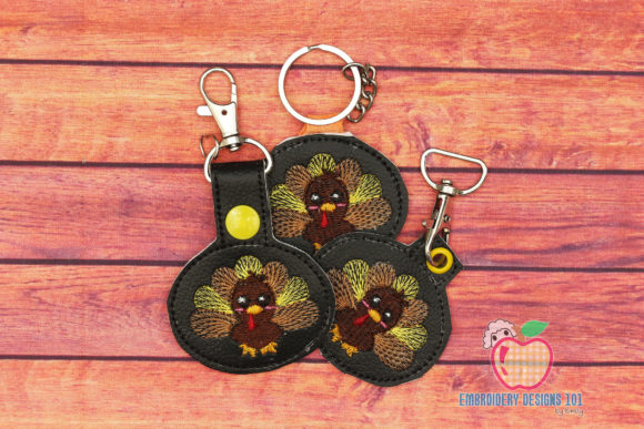 Cute Turkey in the Hoop Keyfob